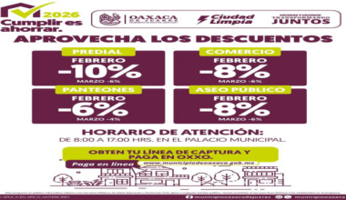 Oaxaca de Juárez invita a aprovechar los descuentos de “Cumplir es Ahorrar 2026”