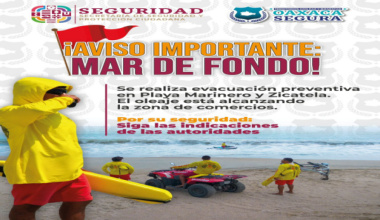 Alerta SSPC a la ciudadanía por fenómeno de Mar de Fondo en costas oaxaqueñas