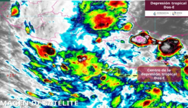 Se mantiene la Depresión Tropical Dos-E al sur de Guerrero; Oaxaca permanece en alerta verde