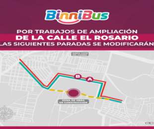 BinniBus modifica paradas de rutas por trabajos de ampliación en Avenida El Rosario