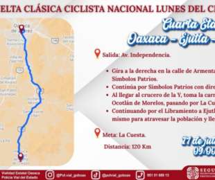 Implementará Policía Vial operativo por cuarta etapa de la Clásica Ciclista en ruta Oaxaca Ejutla La Cuesta