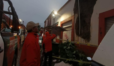 Atiende Protección Civil desprendimiento de aplanado en inmueble del Centro Histórico de Oaxaca de Juárez