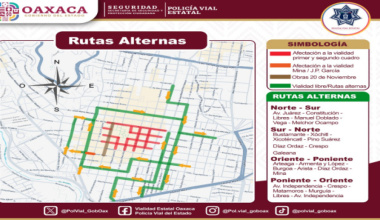 Policía Vial despliega operativo por plantón magisterial en el Centro Histórico de Oaxaca