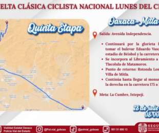Implementará Policía Vial operativo por quinta etapa de la Clásica Ciclista Nacional en ruta Oaxaca Mitla La Cumbre