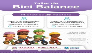 Invita Semovi a la niñez de Asunción Nochixtlán a los talleres de Bici Balance