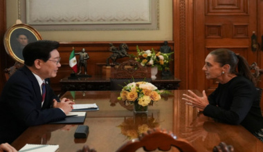 Presidenta Claudia Sheinbaum recibe en Palacio Nacional a su homólogo de la República de Corea, Lee Jae-myung