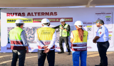Supervisan avance del Paso a Desnivel Monumento a Juárez en Oaxaca de Juárez